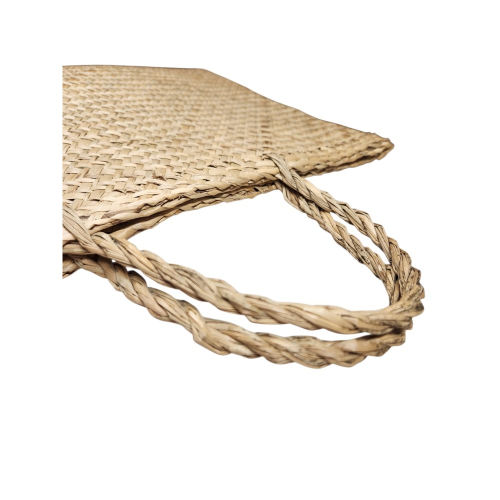 Vintage Straw Woven Tote Bag Boho Cottagecore Coastal Beach Resort Tan Artisan - Picture 6 of 13